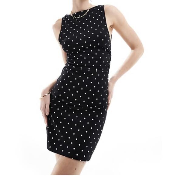 Talbots Polka Dot Silk Sheath Dress Womens Size 16 Black & White Career XL - Picture 1 of 8